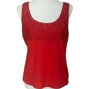 Grace Elements Red Jalapeno Embroidered Scoop Neck Tank Top XL